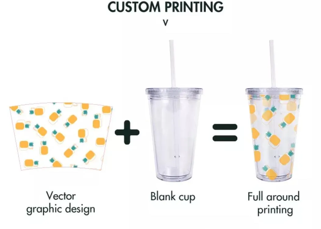 Factory Customized 16oz Double Wall Acrylic Tumbler Clear Plastic Cup with Lid and Straw