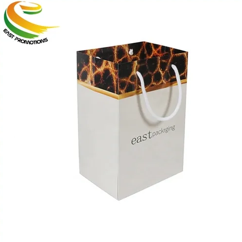Custom Luxury Art Paper Gift Bag, White Cardboard Paper Shopping Bag with Nylon Rope