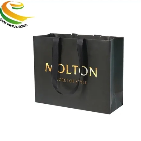 Custom Fashion Ribbon Handle Paper Shopping Bags Cosmetic Jewelry Clothes Gift Paper Bag