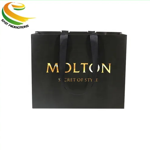 Custom Fashion Ribbon Handle Paper Shopping Bags Cosmetic Jewelry Clothes Gift Paper Bag