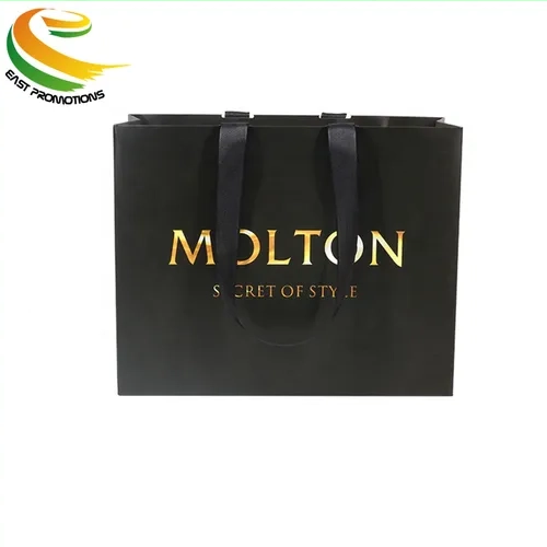 Custom Fashion Ribbon Handle Paper Shopping Bags Cosmetic Jewelry Clothes Gift Paper Bag