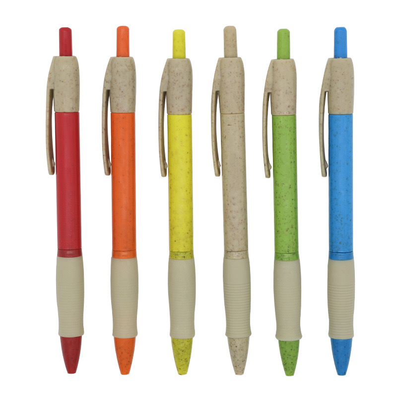 Custom Logo Biodegradable Pens Eco Friendly Wheat Straw Ball Point Pen for Promotion