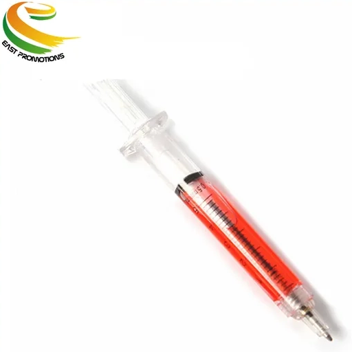 Novelty Promotional Funny Injection Shaped Syringe Ball Pen With Logo Print