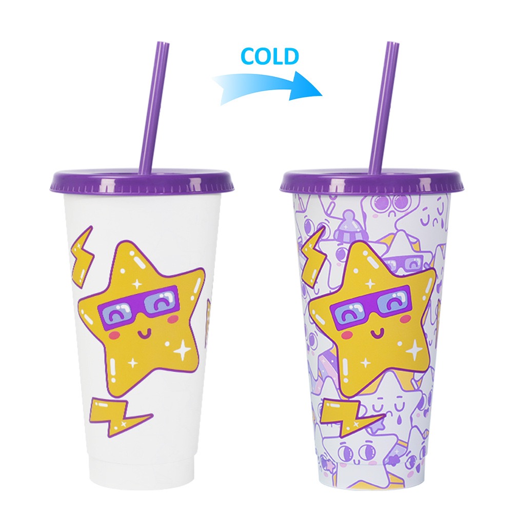 Custom PP Drink Straw Reusable Plastic Cold Color Changing Magic Cup