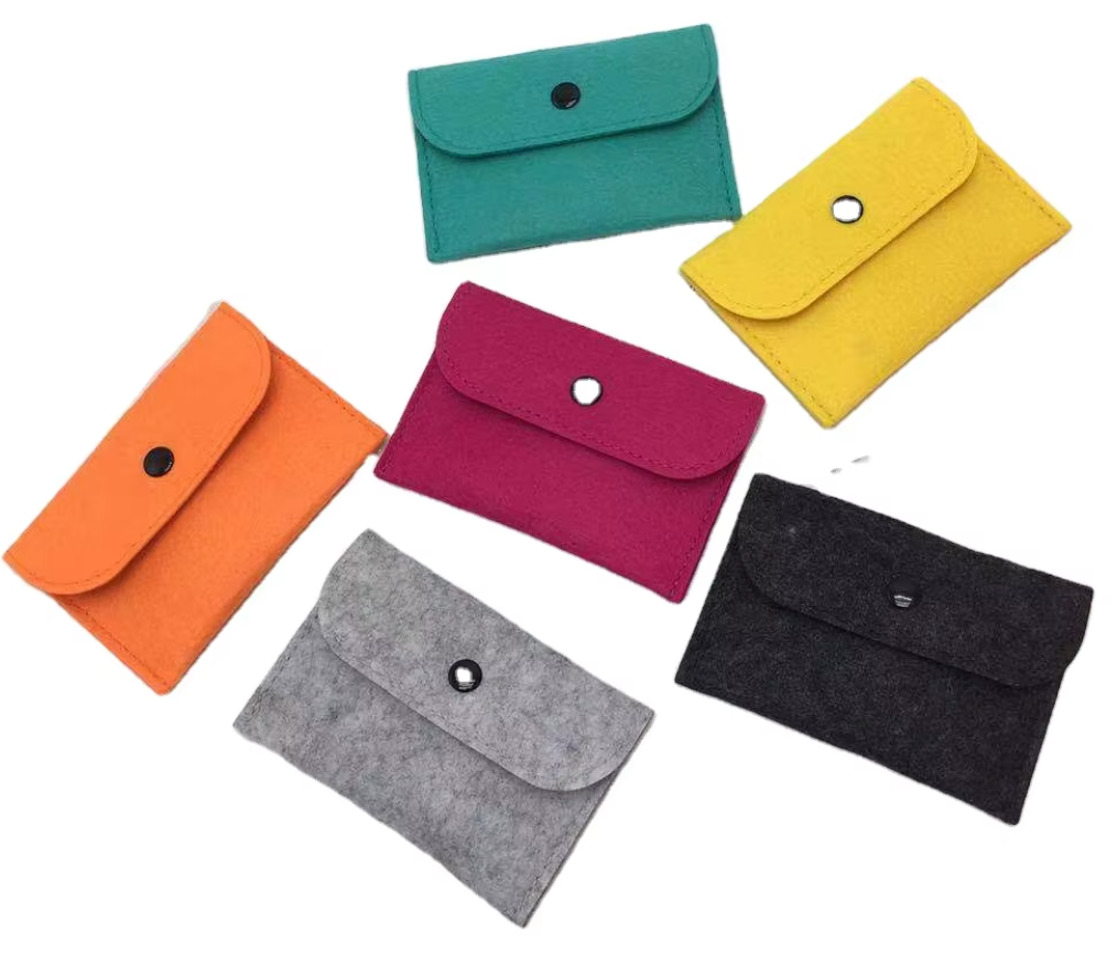 New Fashion Simple Felt Coin Purse Short Felt Wallet Bag Change Pouch