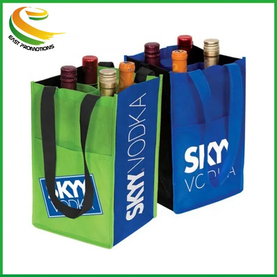 Wholesale Custom Gift Shopping Reusable Recycle Non Woven Beer / Wine Bottle Tote Carry Bags