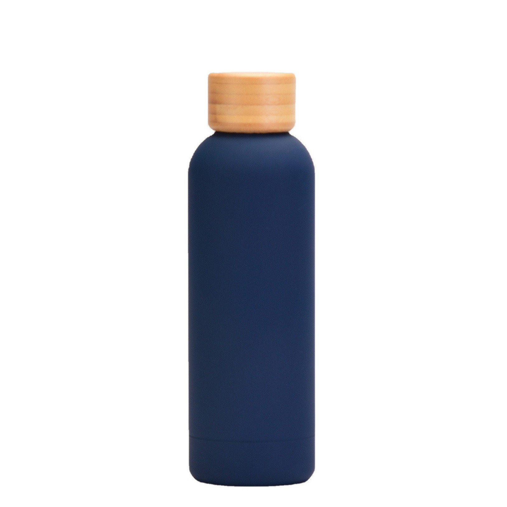 New Stainless Steel Sports Vacuum Insulated Flask Soft Touch Water Bottle with Wood Bamboo Lid 