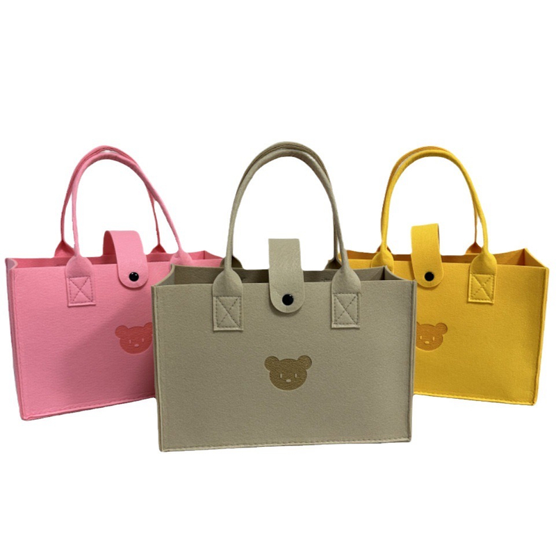 Wholesale Felt Hand Bag Felt Tote Shopping Bag with Button Closure 