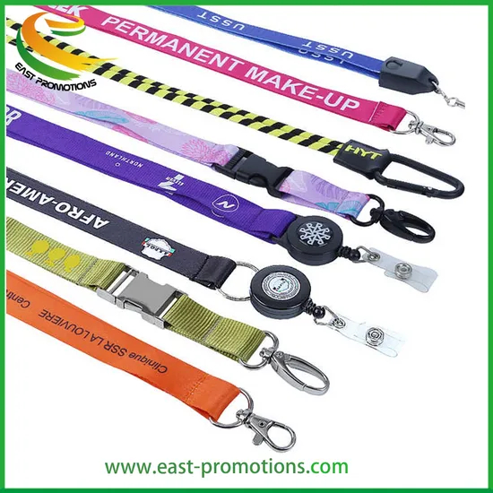 Custom Design RPET Fabric Sublimation Printing Logo Neck Key Chain Nylon Lanyard