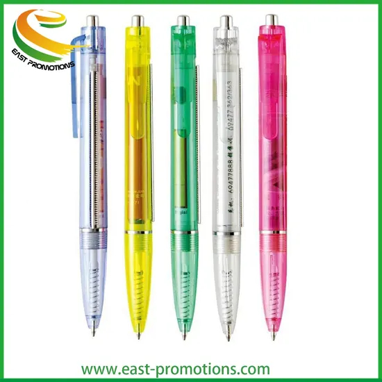 Custom Transparent Promotional Ball Pen Pull out Banner Pen for Gifts