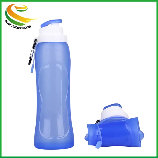 600ml BPA Free Bottle Custom Logo Folding Silicone Water Bottle