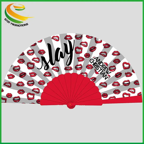 Europe Regional Feature Fabric+Plastic Handle Plastic Material Promotional Plastic Hand Fan