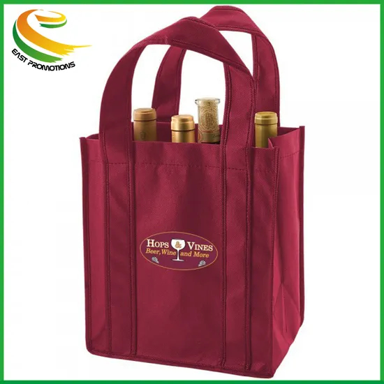 6 Bottle Carrier Non Woven Wine Tote Bag with Strong Length