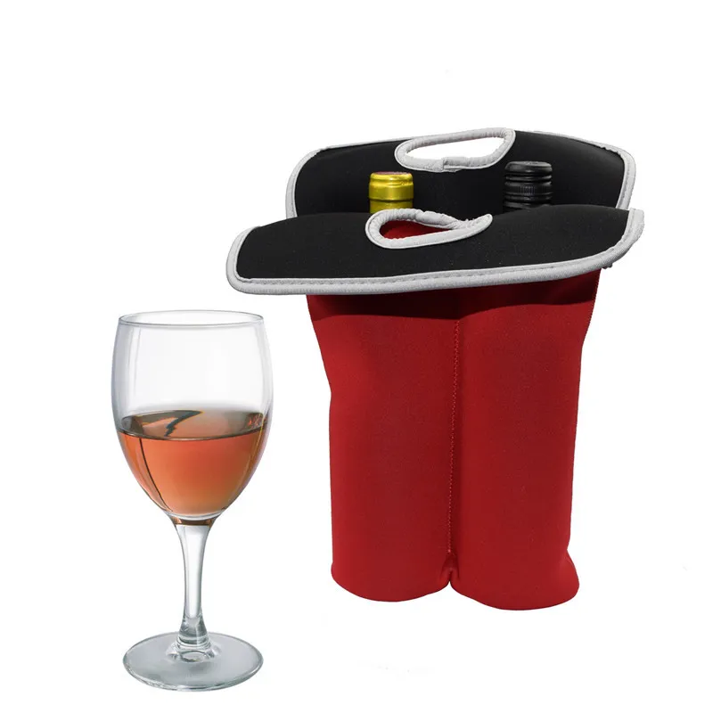 2 Pack Neoprene Wine Cooler Tote Bags with Carrying Handle