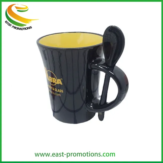 Factory Custom Promotional Sublimation Ceramic Coffee Mug with Spoon in Handle