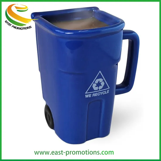 Customized Promotional 12oz 3D Trash Can Design Ceramic Coffee Mug Porcelain Drinking Cups for Gifts