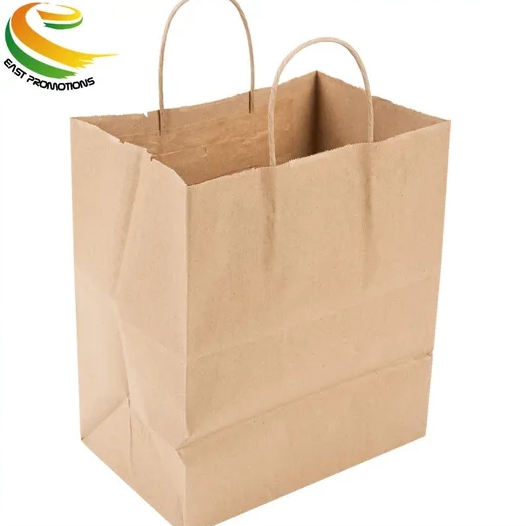 Customized Size Brown Kraft Paper Shopping Bags, Paper Carrier Bag with Twisted Handles for Packing