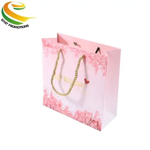 Custom Luxury Art Paper Gift Bag, White Cardboard Paper Shopping Bag with Nylon Rope