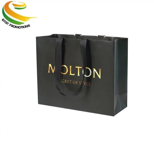 Manufacturer Custom Cheap Luxury Coated Art Paper Gift Bag Ribbon Handle with Logo Stamping