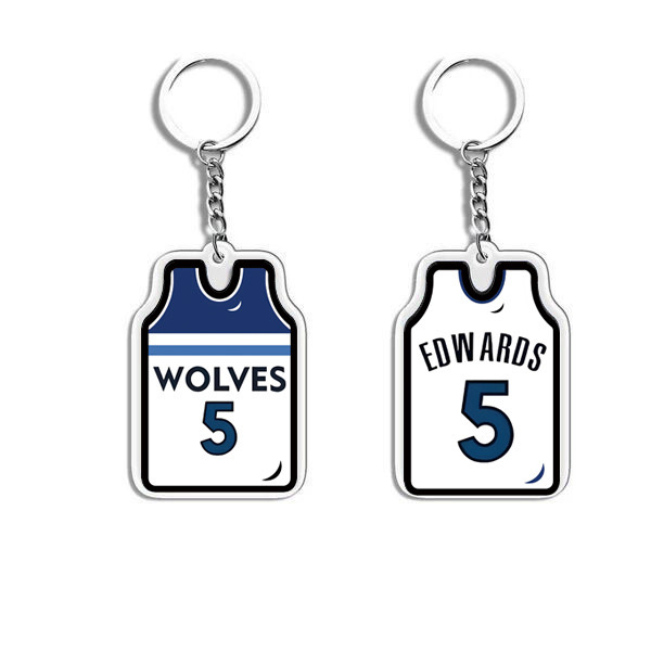 Wholesale Acrylic Basketball Star Jersey Keychain Plastic Acrylic Car Key Chain Pendant for Gifts