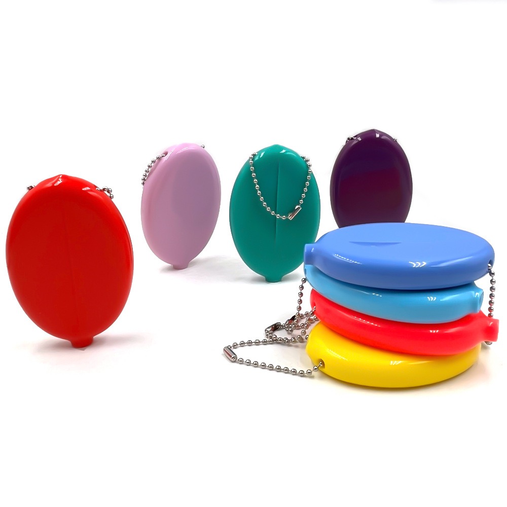 Custom LOGO Japan Hot Blank Rubber Coin Case Keyring PVC Silicone Squeezes Coin Purse With Keychain