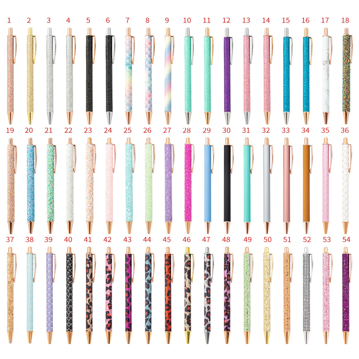 Glitter Sparkly Fancy Inspirational Ballpoint Pen with Retract Pen Pretty Cute Metal Aluminum Pen